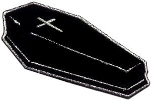 embroidered 4" black and white side view coffin patch
