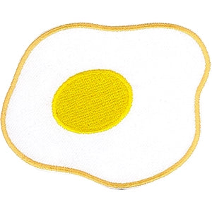 3 3/8" x 2 5/8" white & yellow fried egg embroidered patch