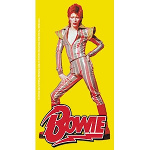 David Bowie colorful jumpsuit stance pose with red diamond dogs logo on a 3" x 5.75" sticker