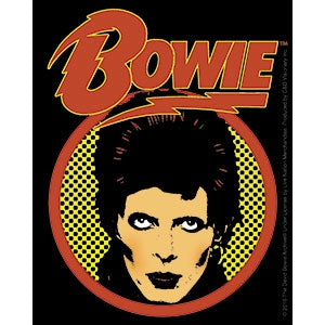David Bowie close-up with Diamond Dogs lightning bolt logo 4" x 5" vinyl sticker