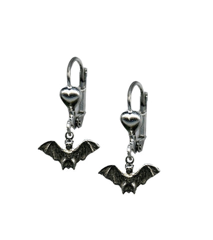 pair 3/4" bat dangle earrings on sterling lever back hooks
