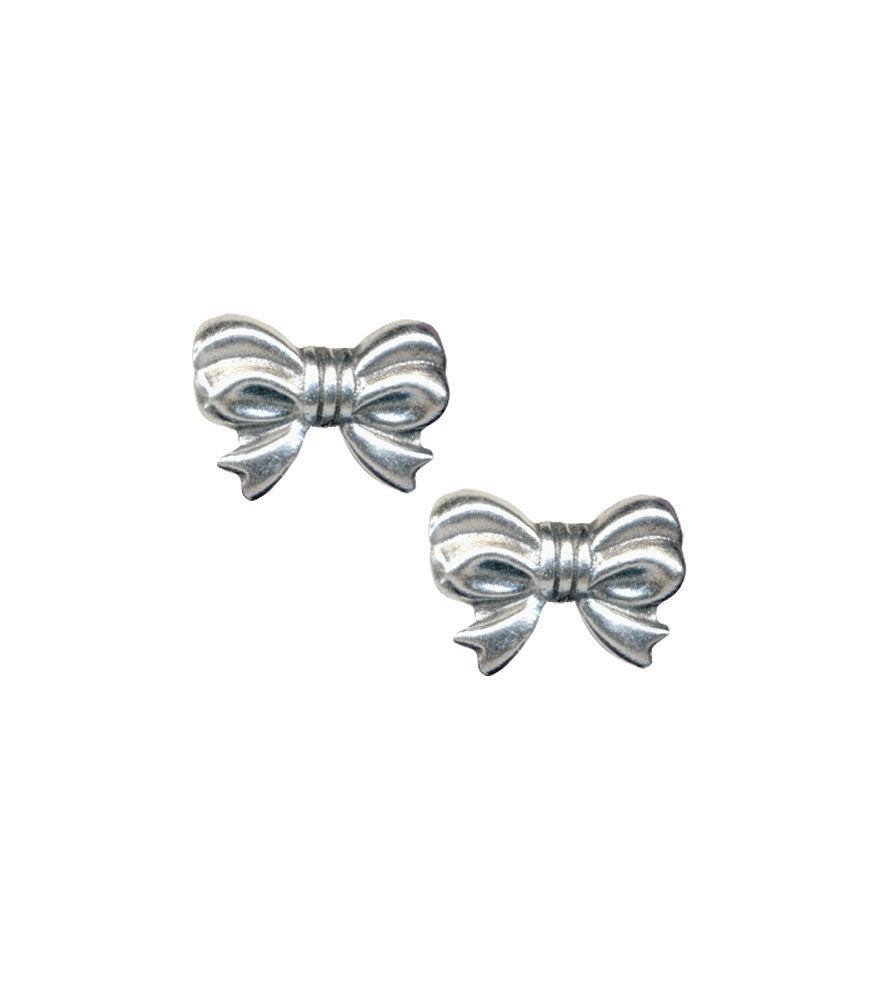 pair silver metal 3/4" bow-shaped post earrings
