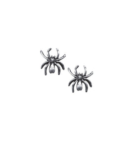 pair 1/2" silver metal spider post earrings
