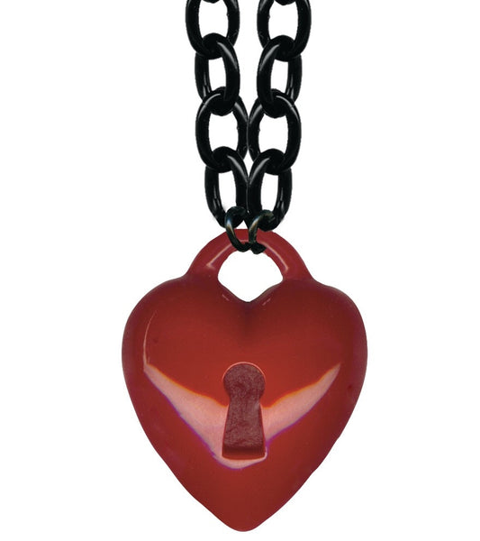 Retrolite Keyhole Heart Necklace in Red by Classic Hardware