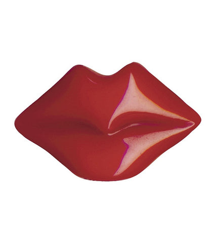 2" shiny red lips polyresin brooch
