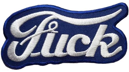 Ford logo font "Fuck" white on blue embroidered patch