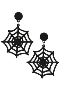 Black Acrylic Spiderweb Drop Earrings