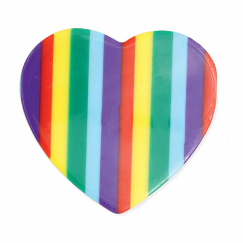 bright vertical rainbow stripe 1 5/8" resin heart shape hair clip