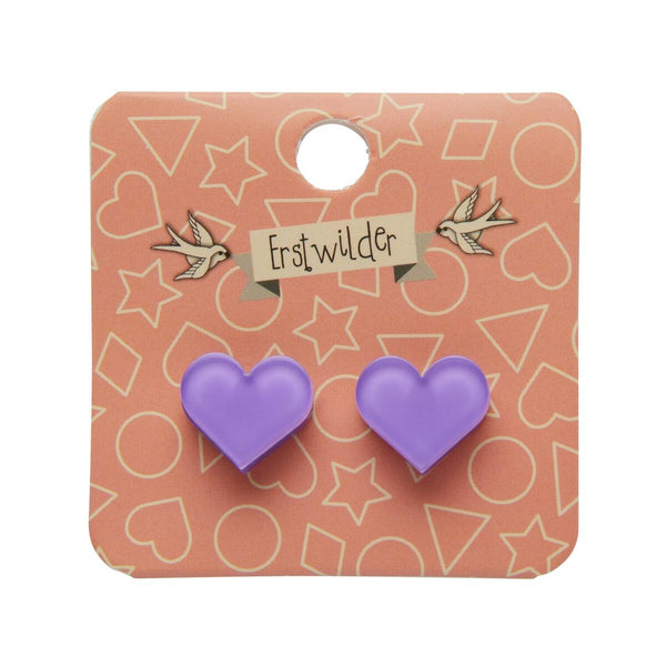 pair 5/8" laser cut heart shaped post earrings lavender 100% Acrylic bubble resin