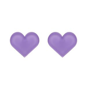 pair 5/8" laser cut heart shaped post earrings lavender 100% Acrylic bubble resin