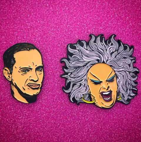 “The Filth & the Fury” John Waters & Divine Enamel Pin Set by Mood Poison