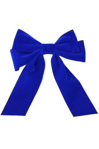 7" x 8 3/4" bow hair clip made of 2" wide electric royal blue velvet ribbon