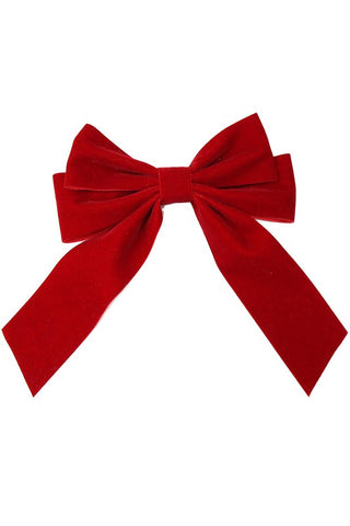 7" x 8 3/4" bow hair clip made of 2" wide red velvet ribbon