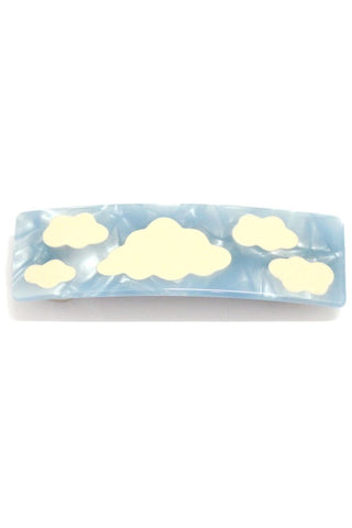 marbled texture blue sky with white clouds acrylic resin barrette