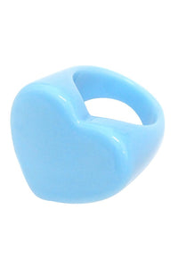 shiny baby blue resin plastic heart design ring