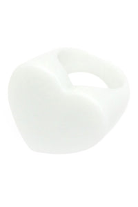 shiny white resin plastic heart design ring