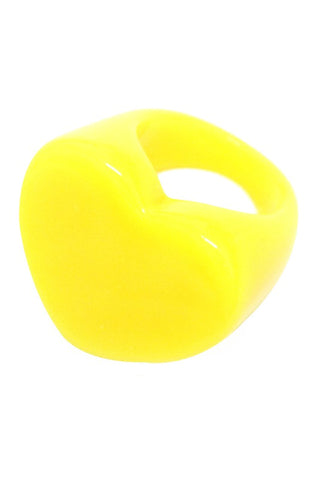 shiny yellow resin plastic heart design ring