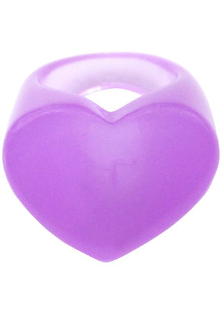 shiny translucent purple resin plastic heart design ring