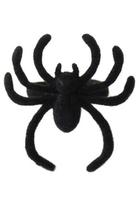 flocked black metal spider 1 1/4" x 1 1/2" on adjustable band ring