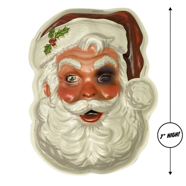 retro-style Cruddy Christmas "Mall Santa" with a black eye 7" tall ready-to-hang Vac-tastic plastic decor mask