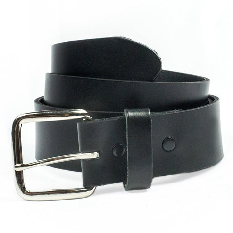 1.5" genuine leather solid black belt with removable buckle