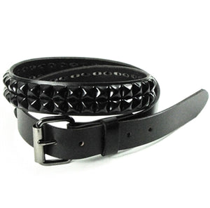 Studded Leather Belt in Black on Black - 2 Row