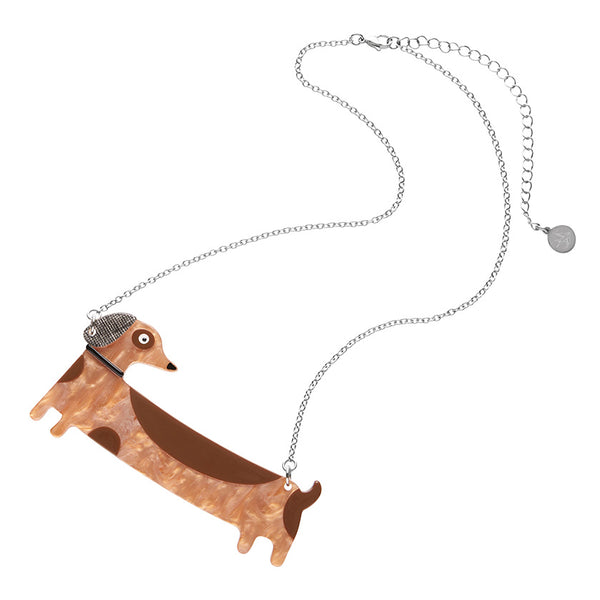 Terry Runyan Collaboration Collection "Long Dog" dachshund pendant necklace