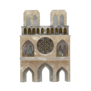 Paris Holiday Collection "Our Lady of Paris" layered resin Notre Dame Cathdral brooch