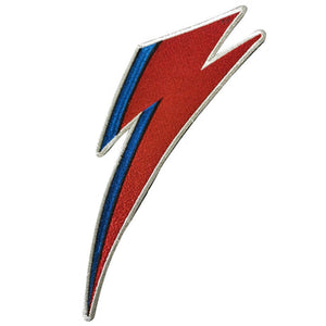 David Bowie Aladdin Sane lightning bolt 12" metallic red, white, and blue embroidered patch