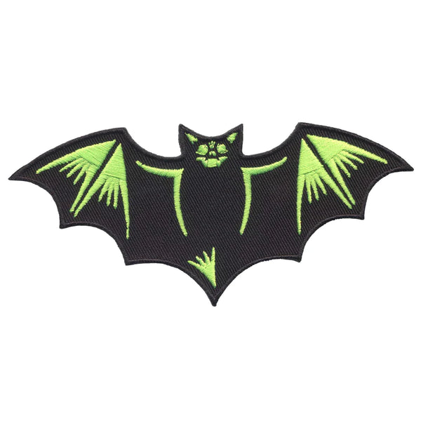 Nokturnal Bats black & green embroidered patch
