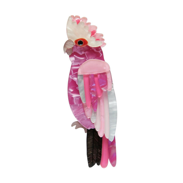 Erstwilder x Jocelyn Proust Collaboration Collection "Pinky Promise" multi pinks and white layered resin bird brooch