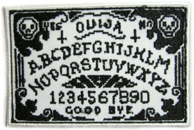 black and white embroidered Ouija Board Patch
