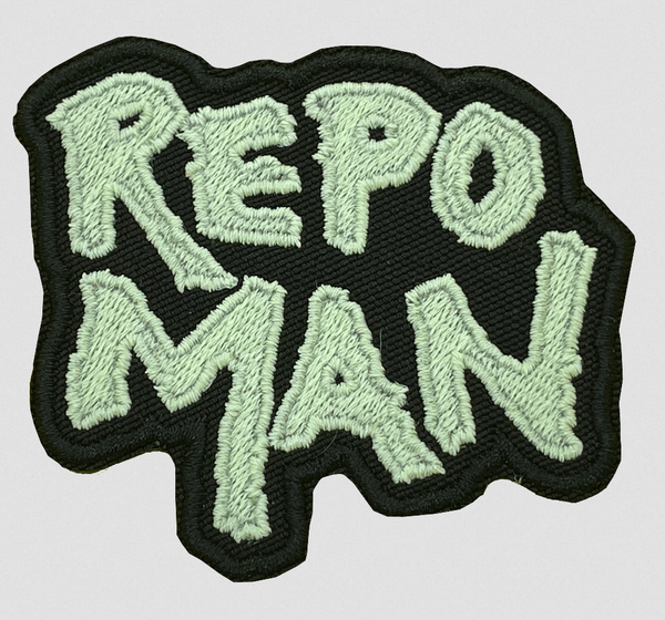 1984 Alex Cox sci-fi cult classic flick Repo Man glow-in-the-dark pale green embroidery on black canvas patch