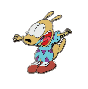 Rocko the wallaby from animated series Rocko's Modern Life enameled silver metal clutch back pin