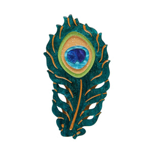 Art Nouveau Collection "The Royal Eye" peacock feather layered resin brooch