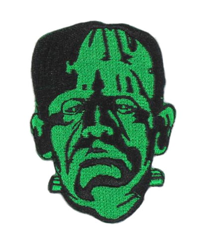 image_17242Black & green embroidered patch depicting Boris Karloff in his iconic role as the monster from the classic 1931 movie, Frankenstein