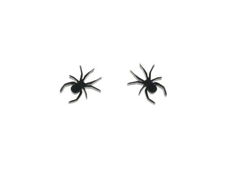 pair black laser cut acrylic spider post earrings