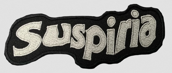 Dario Argento's 1977 Italian horror film Suspiria logo white embroidery on black canvas patch