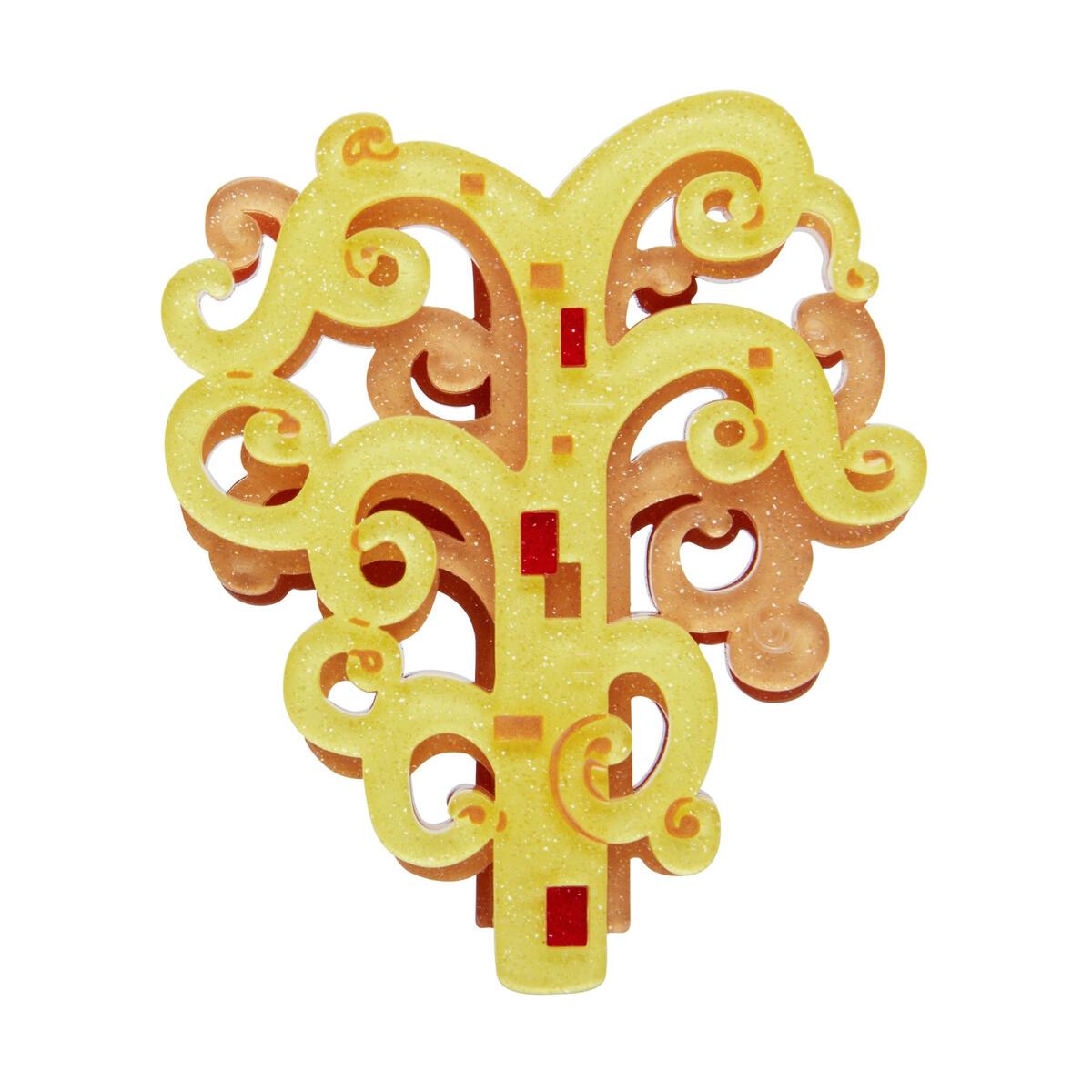 Art Nouveau Collection "Tree of Life" Klimt-inspired yellow, peach, and red layered resin brooch