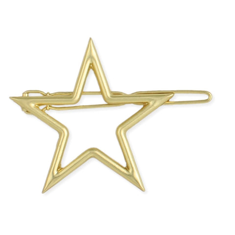 matte gold metal 1 3/4" star-shaped heart barrette hair clip slide