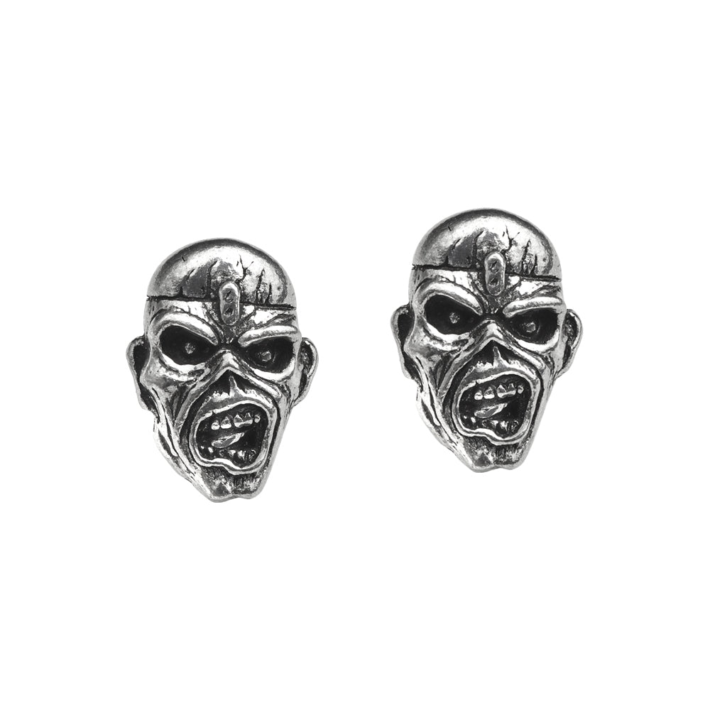 pair Iron Maiden's "Eddie," as shown on their 1983 album Piece of Mind, 1/2" x 5/8" pewter post earrings