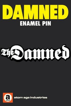 "The Damned" script logo glow-in-the-dark black enameled metal clutch back lapel pin