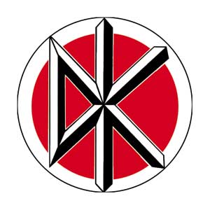 black, white and red Dead Kennedys logo button