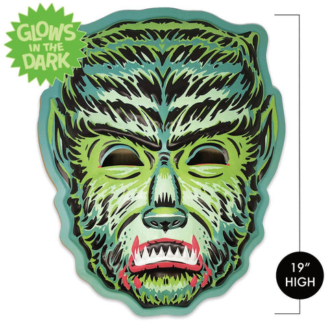Ghoulsville glow-in-the-dark "Moon Glow Man Wolf" vac-form plastic wall decor mask