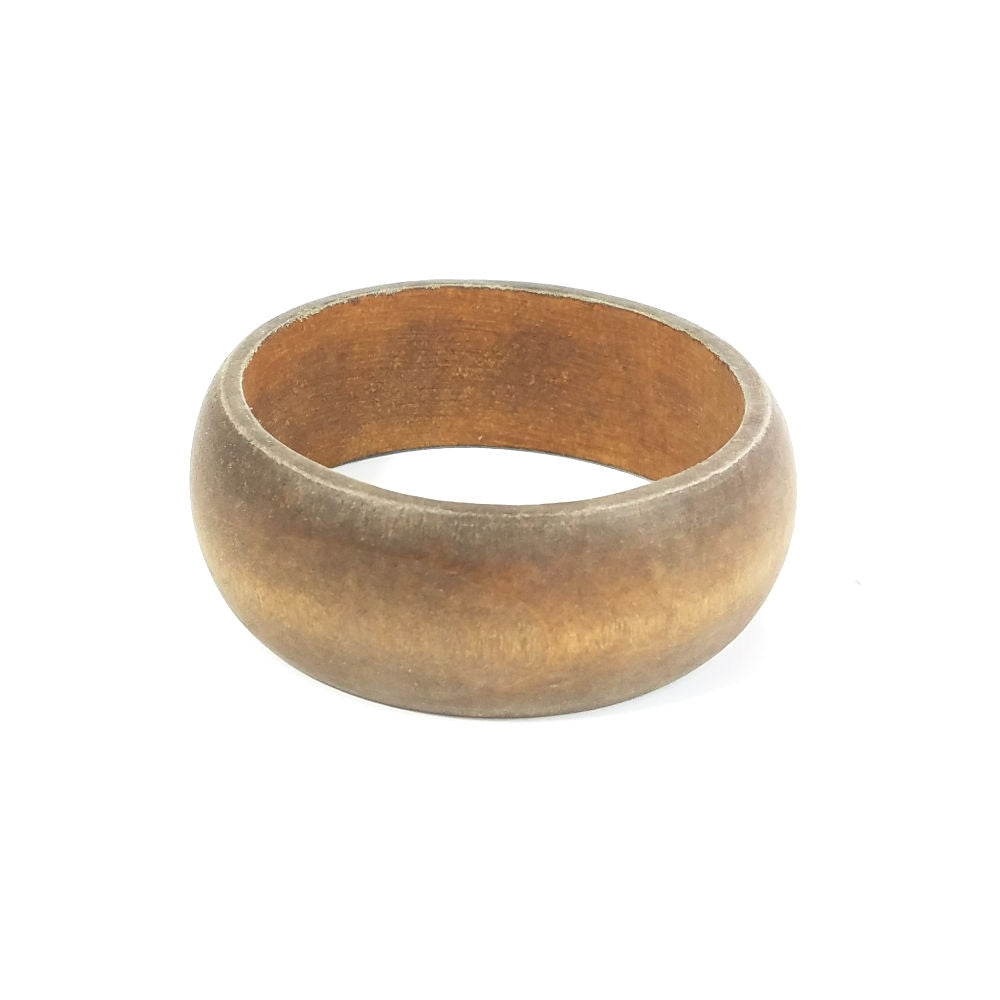 1 1/8" wide medium brown natural wood bangle bracelet