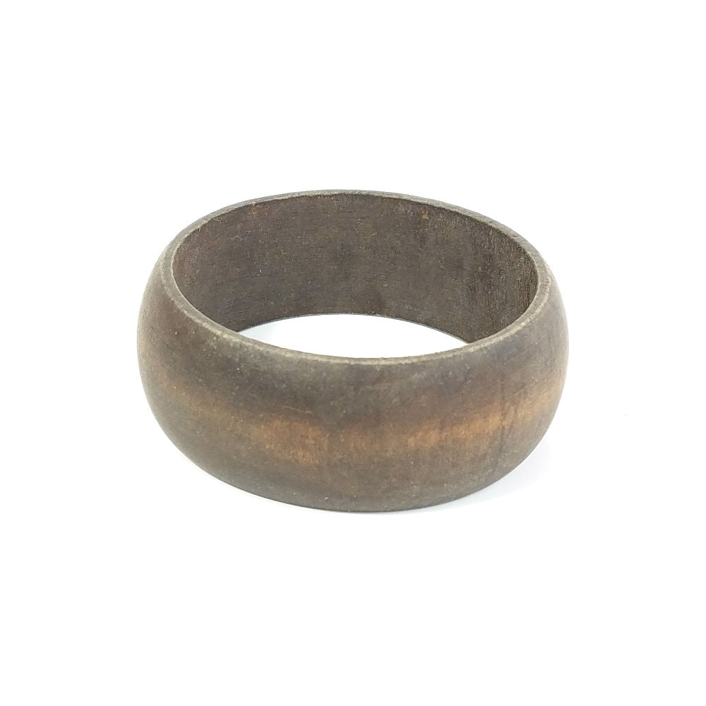 1 1/8" wide dark brown natural wood bangle bracelet