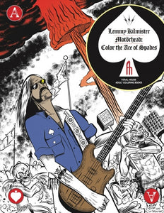 Feral House Coloring Books for Adults series, Lemmy Kilmister of Motörhead: Color the Ace of Spades paperback book color illustration