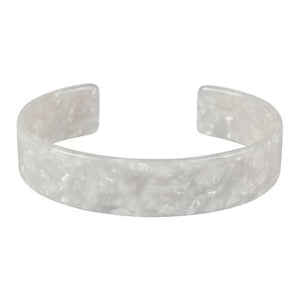 9/16" wide marbled white acetate pattern shiny plastic resin bangle