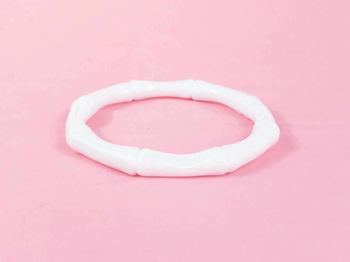 3/8" wide shiny plastic bamboo design bangle in white