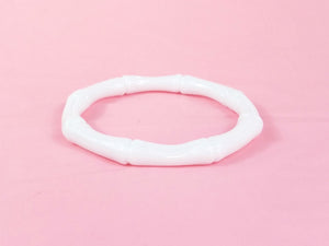 3/8" wide shiny plastic bamboo design bangle in white